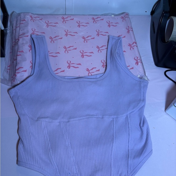 PINK Victoria's Secret Ribbed Fitted Tank Top Pink Red - Picture 2 of 8